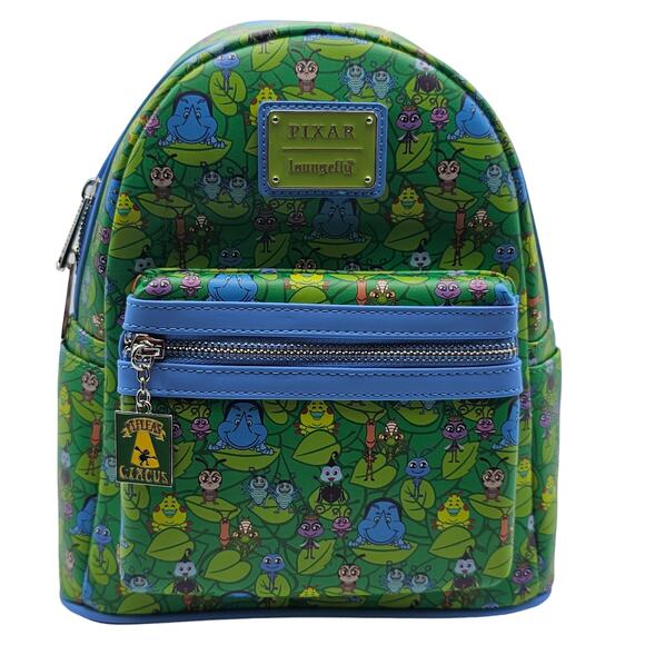 Loungefly X Pixar Disney A Bug's Life Green Mini Backpack Character Flik Dot NEW - Picture 1 of 9